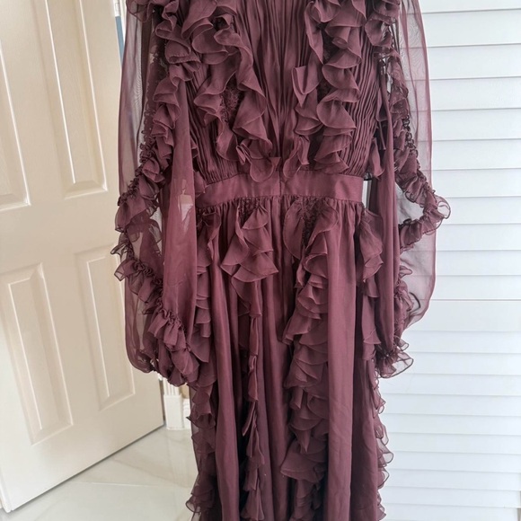 Mac Duggal Long Sleeve Burgundy Dress - mordernwear.com